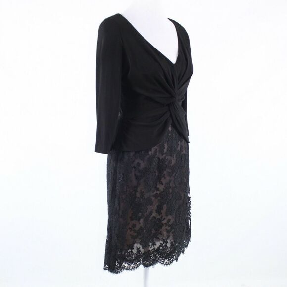 Black lace KEVAN HALL 1/2 sleeve peplum dress 10 - Picture 3 of 8